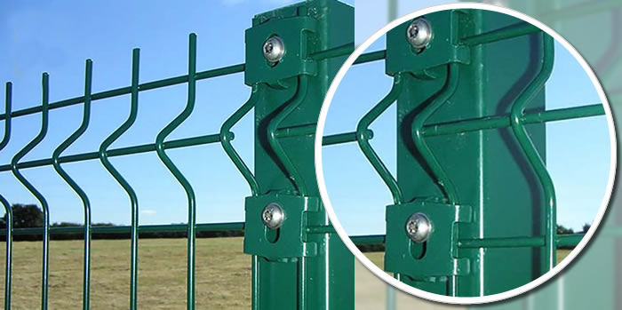 High Security Fence Welded Mesh Panels with 3 Bending Curves, Hot Dip Galvanized and Green PVC Coated